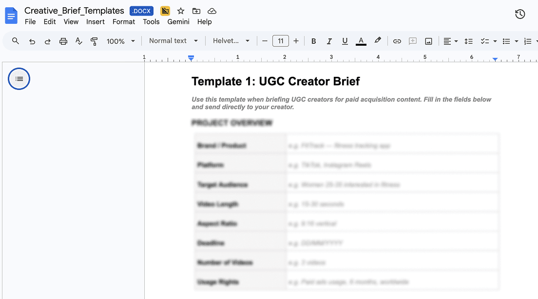 Creative Brief Templates preview